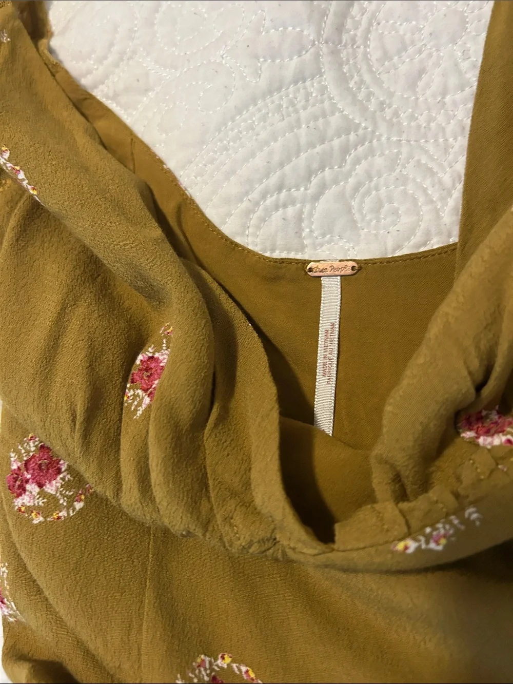 Free People Brown Comb Floral Deep V Mini Dress